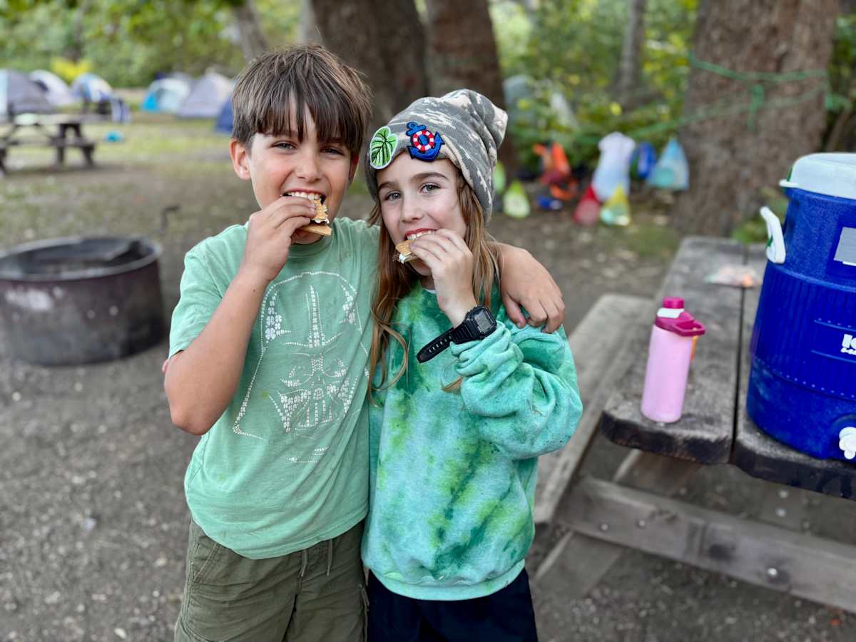 PS1 students at their campsite