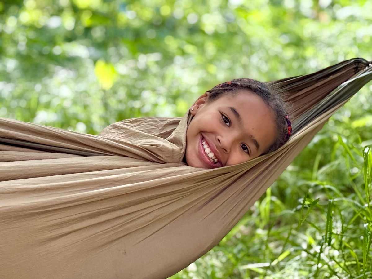 A PS1 student on the annual camping trip